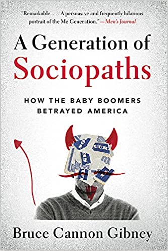 a book cover of a person with a devil head titled a generation of sociopaths