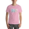 pink Best Of US Investors t-shirt with white background for logo that includes Red and Blue text