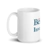 white Best Of Us mug with medium sized Centered blue and red text
